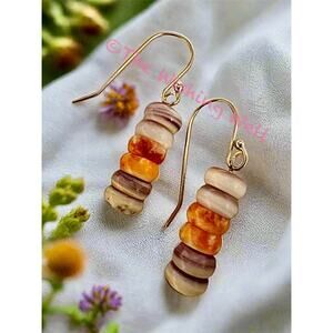 Spiny Oyster Bead Dangle Earrings 925 Sterling Silver 1”
